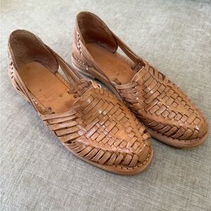 Tan Woven Leather Huarache Flats 7